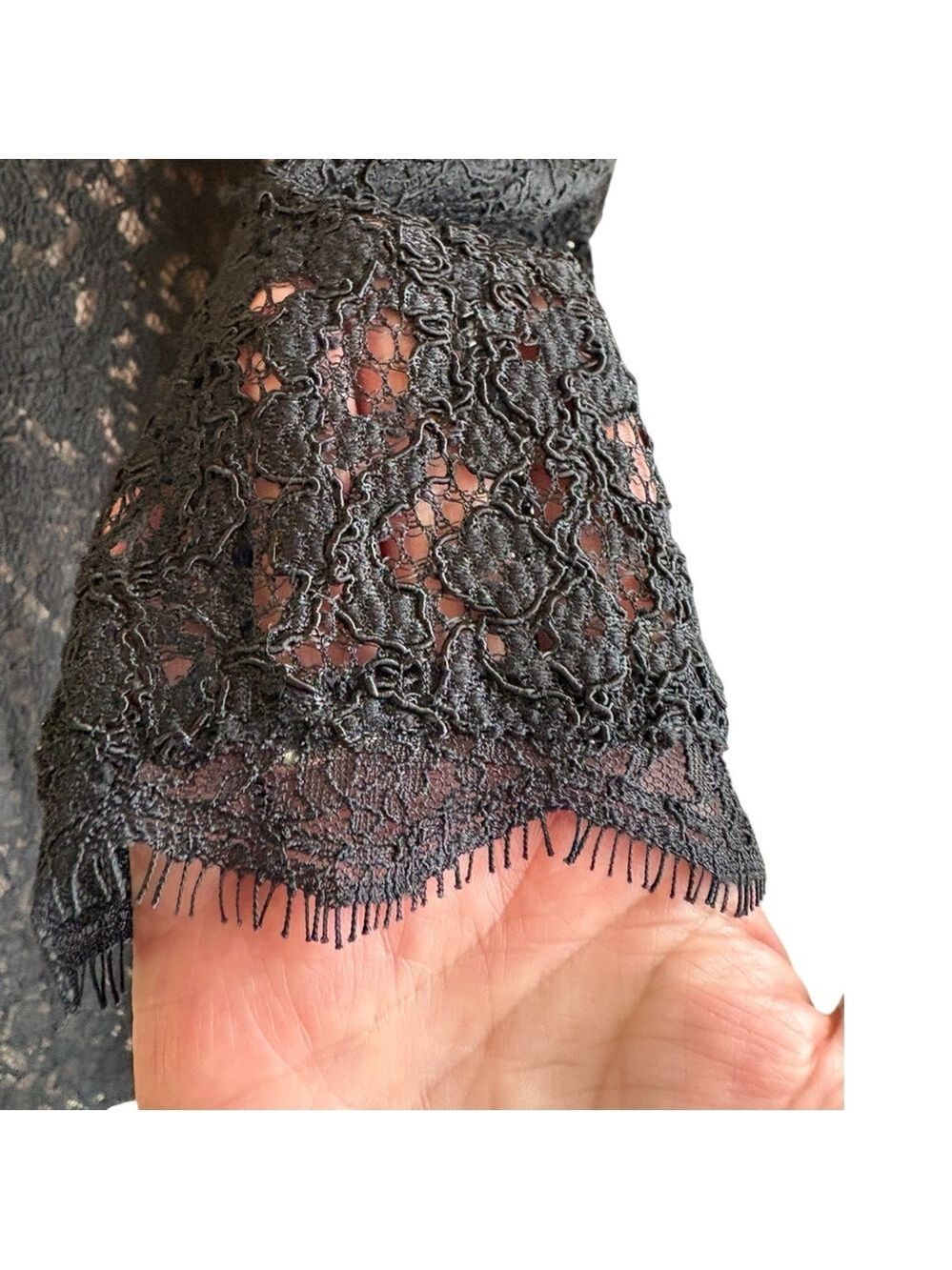 Adrianna Papell Black Boutique Lace Sheath Dress. V-Back/Full zip. Size 12 EUC! - Picture 9 of 16